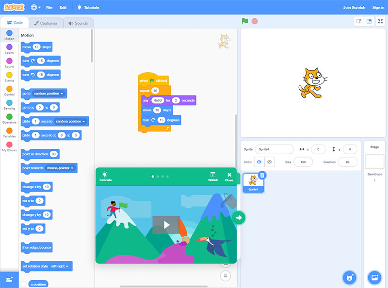 screenshot of scratch's web interface